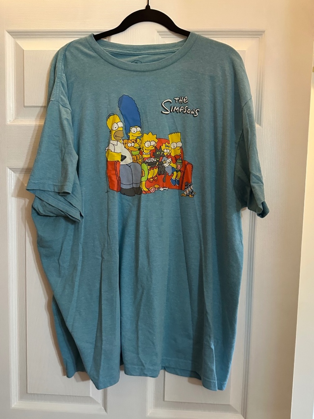 The Simpsons Family Couch Graphic T-Shirt Blue XXL